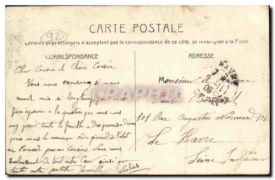 CPA Levallois Perret Rue Rivay et Rue Bertrand Savonnerie Cosmudor  — Rückseite