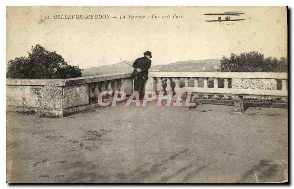 CPA Bellevue Meudon La Terrasse Vue vers Paris Avion