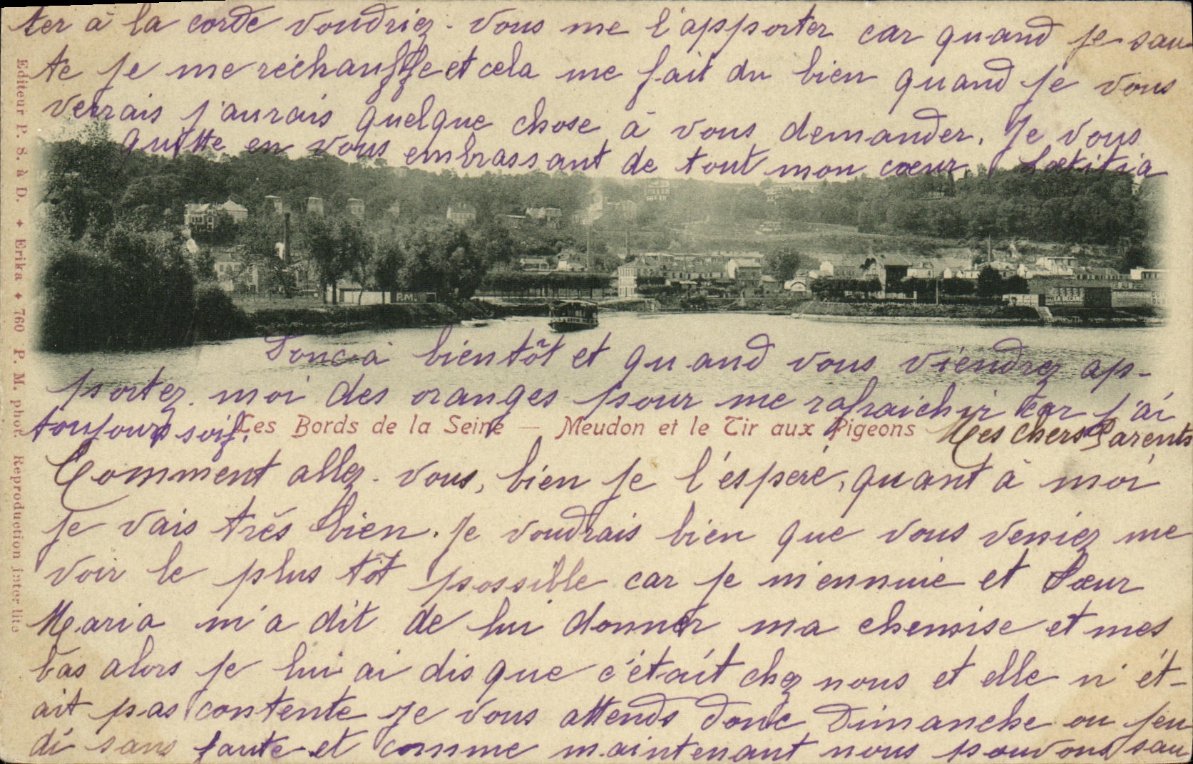 Les Bords de la Seine — Meudon et le Tir aux Pigeons — Éditeur P. S. & D. Épitha + 760