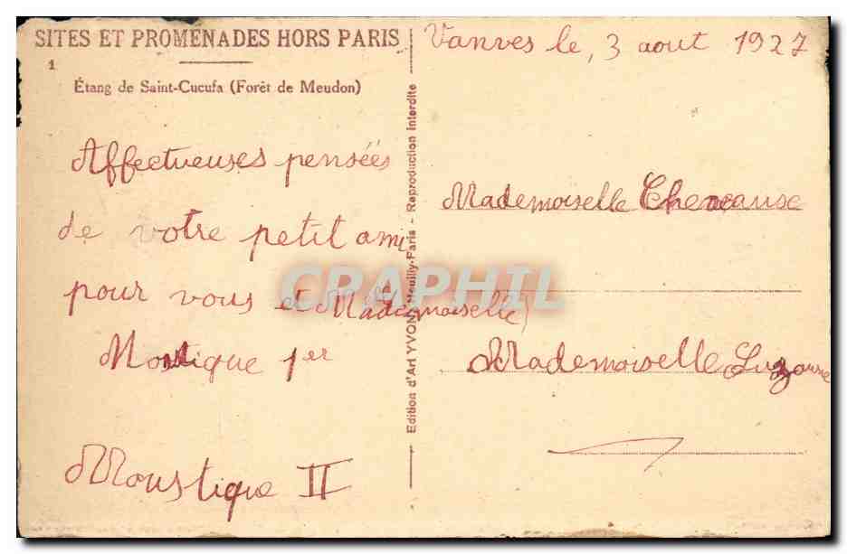 CPA Etang de Saint Cucufa Foret de Meudon  — Rückseite