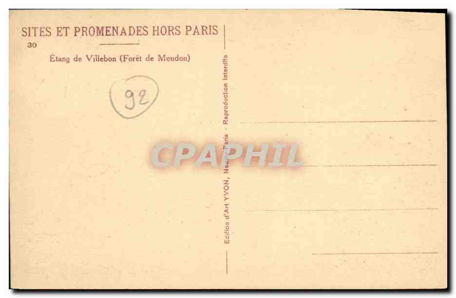 CPA Etang de Villebon Foret de Meudon — Rückseite