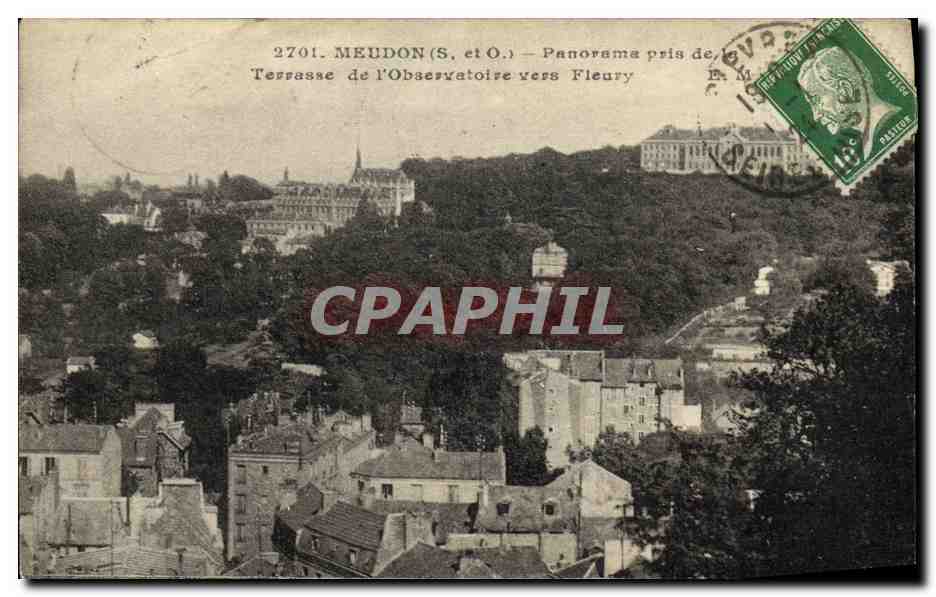 CPA Meudon Panorama prise de la Terrasse de l Observatoire vers Fleury