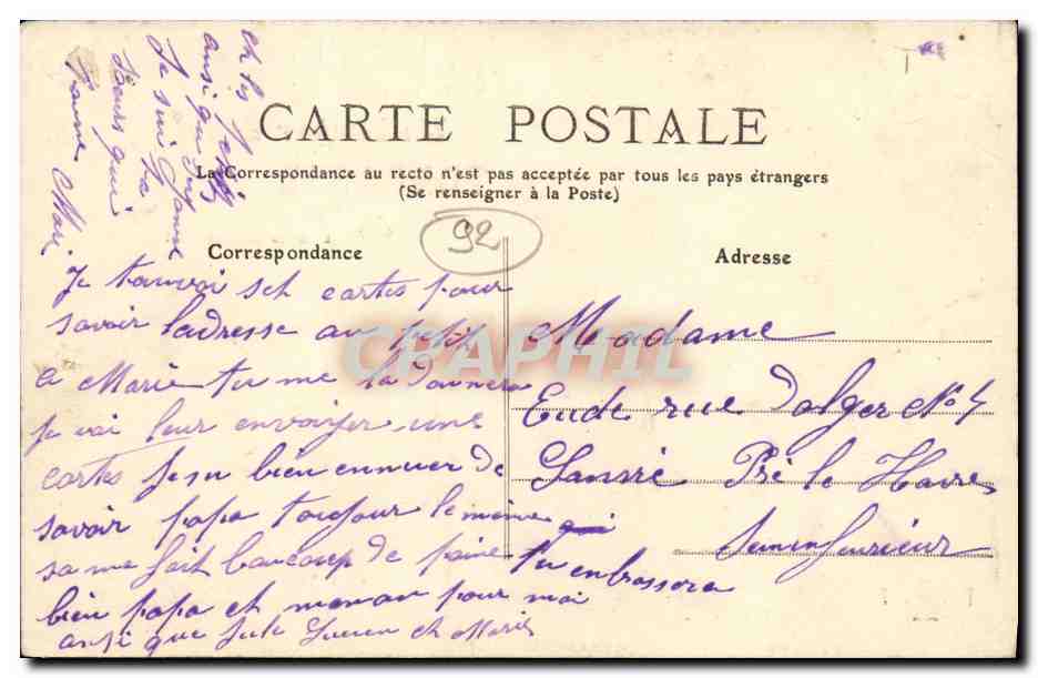 CPA Un Bonjour de la Terrasse de Meudon  — Rückseite
