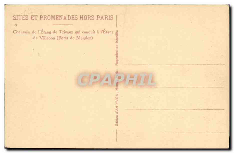 CPA Chaussee de l etang de Trivaux qui conduit a l Etang de Villebon Foret de Meudon — Rückseite