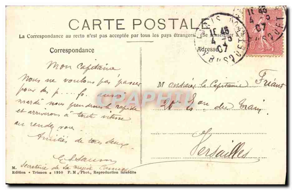 CPA Foret de Meudon Etang de Villebon — Rückseite