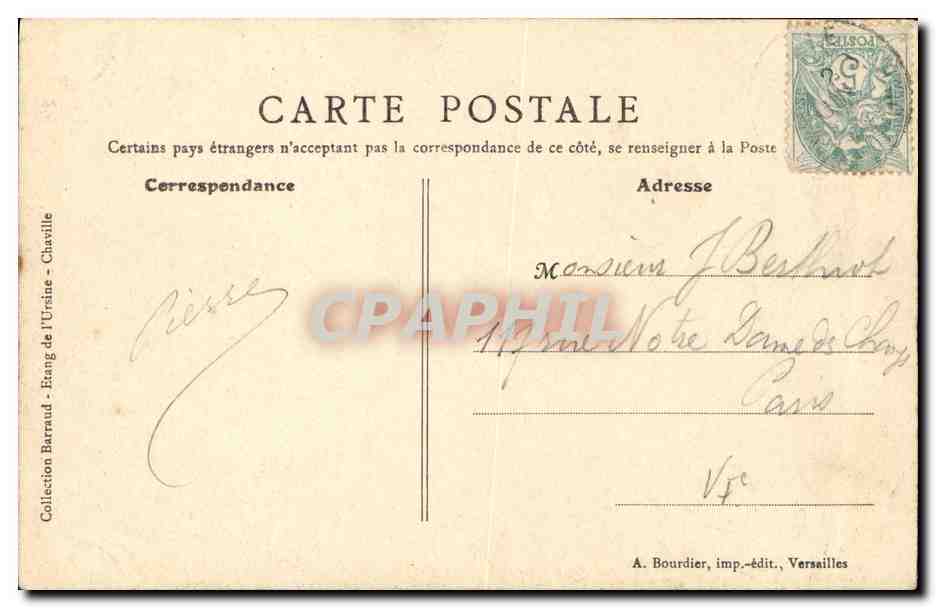 CPA Foret de Meudon Chaville Riviere du Restaurant Barraud — Rückseite