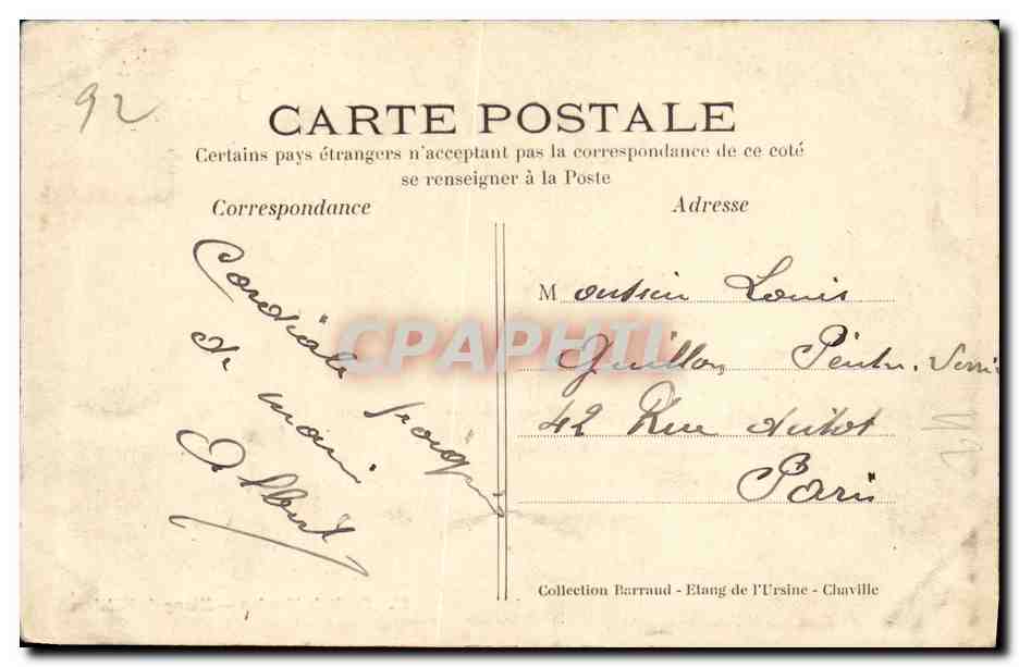 Forêt de Meudon — Etang de Villebon — Éditeur non identifié, n° 23 — Rückseite
