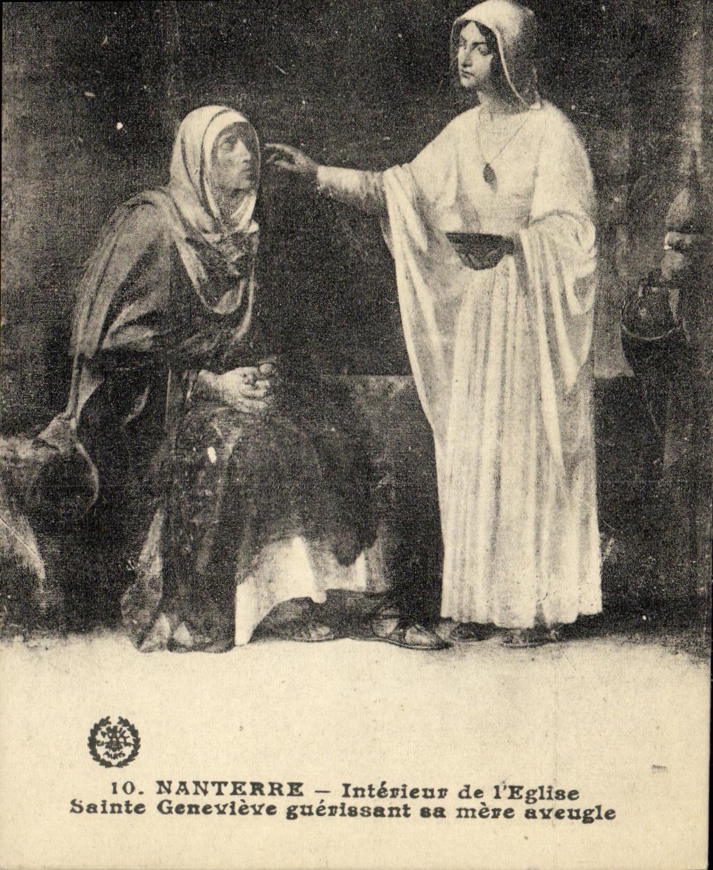 CPA Nanterre Interieur de L Eglise Sainte Genevieve guerissant un aveugle 
