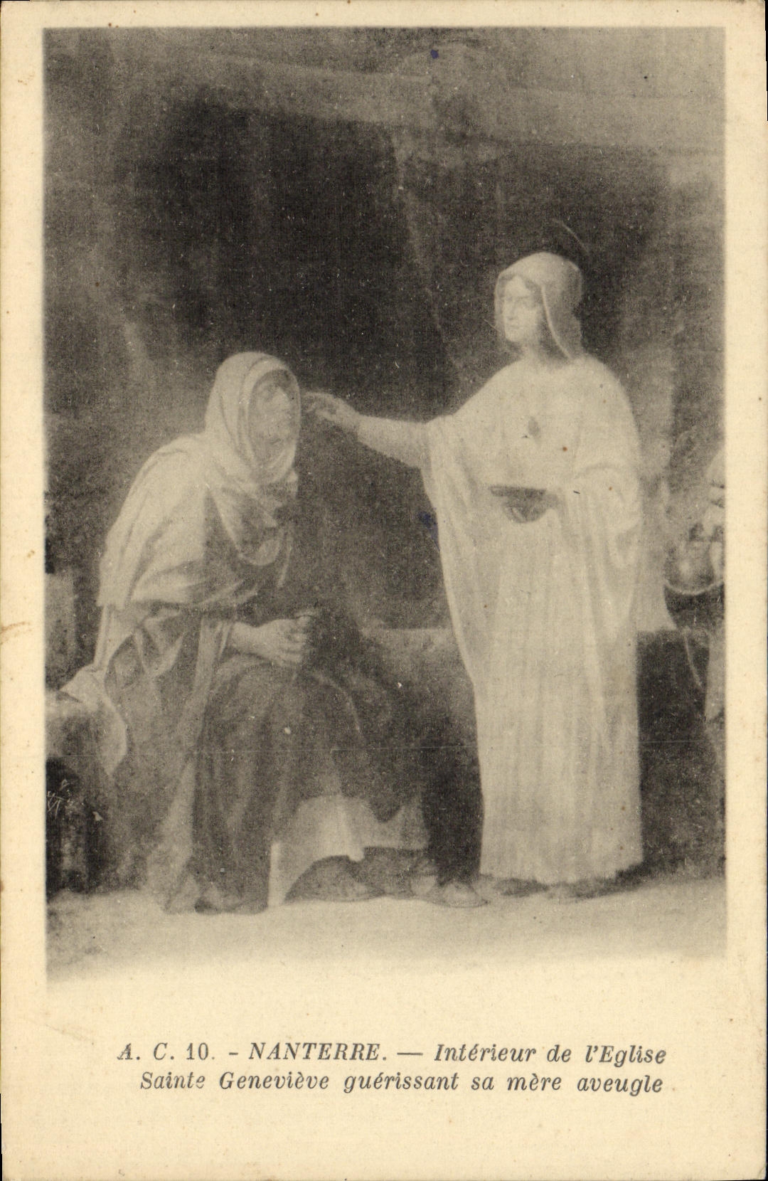 CPA Nanterre Interieur de L Eglise Sainte Genevieve guerissant sa mere aveugle 