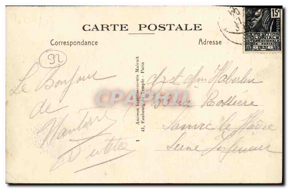 CPA Nanterre Les Ecoles et l ancienne Mairie — Rückseite
