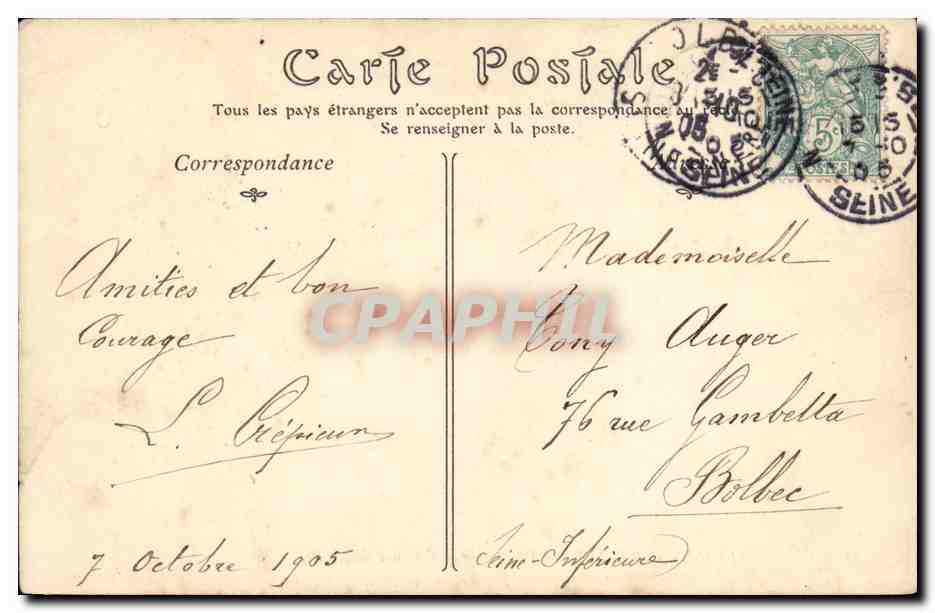 CPA Neuilly Sur Seine Pierre de L Avenue de Neuilly — Rückseite