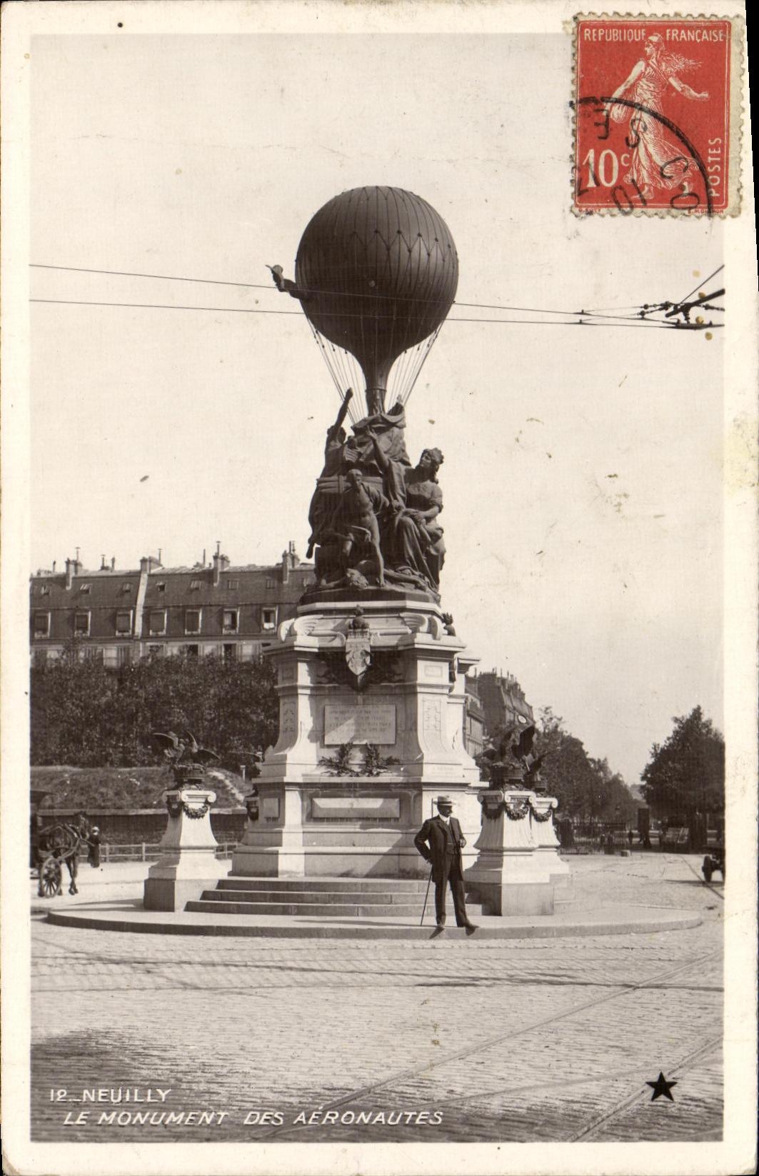 CPA Neuilly Sur Seine Monument des aeronautes Ballon 