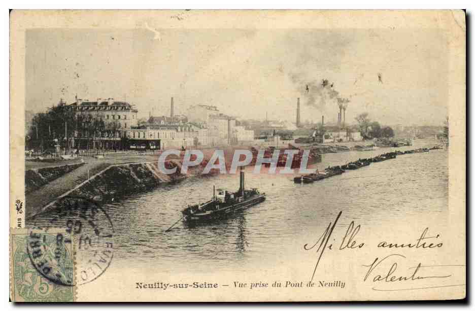 CPA Neuilly Sur Seine Vue prise du pont de Neuilly Bateau 