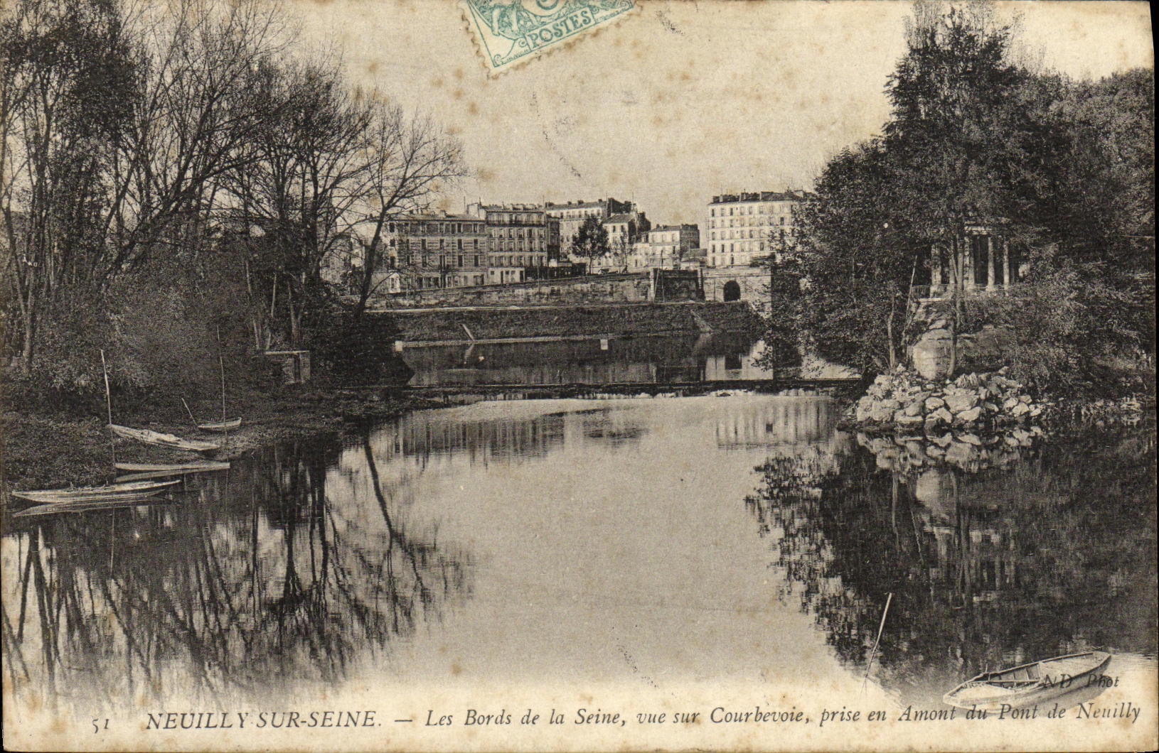 CPA Neuilly Sur Seine Les Bords de la Seine Vue Sur Courbevoie Prise en Amont du pont de Neuilly 