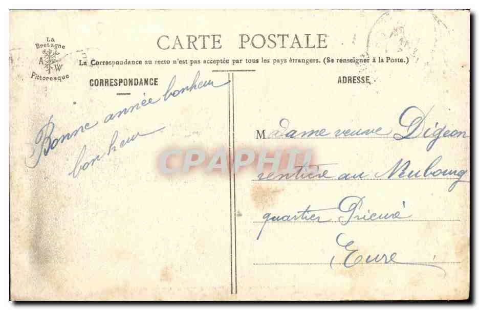 Jeune Morlaisienne — Série 1024 — Éditeur : Galerie Wawo, Stollman, Pont-Rouge, Morlaix — Verso