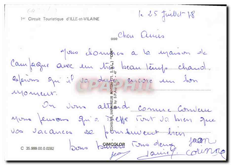 CPM Cicruit Touristique d Ille et Vilaine Becherel Pleuguenec Les Iffs Quebrac La chapelle Chaussee — Rückseite