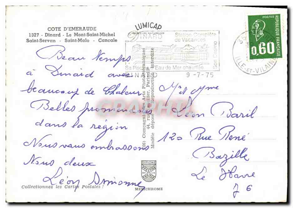 CPM Dinard Le Mont Saint Michel Saint Servan saint malo Cancale  — Verso