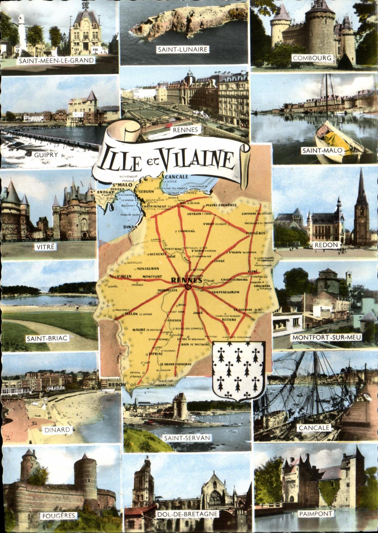 Ille-et-Vilaine — Panoramakarte mit Karte und Ortsvignetten — Éditions Gaby, Nantes