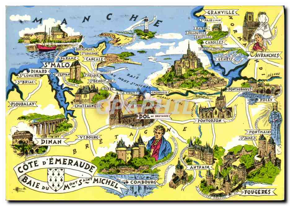 Côte d'Émeraude — Baie du Mont Saint-Michel — Éditeur Artaud Frères, Nantes - Recto