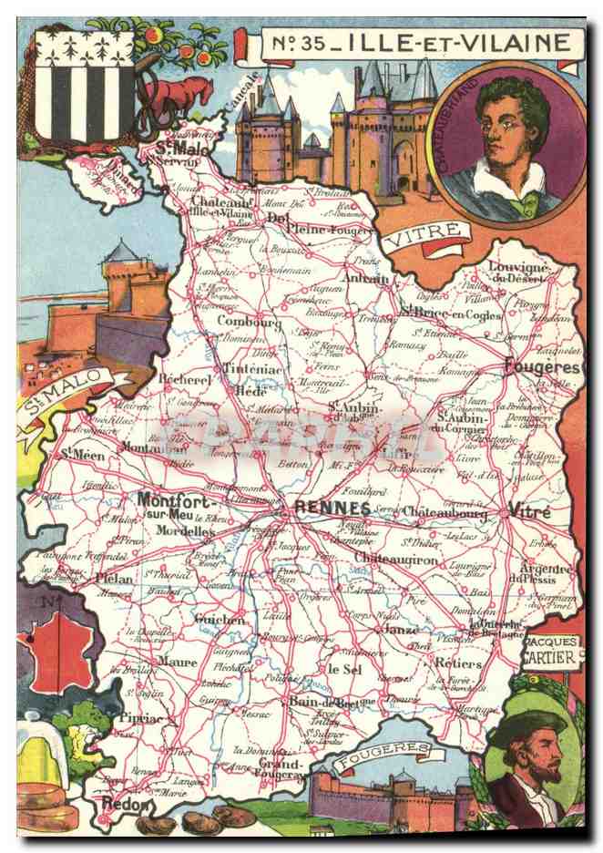 Ille-et-Vilaine — carte postale illustrée — éditeur Blondell Rougery, n°35