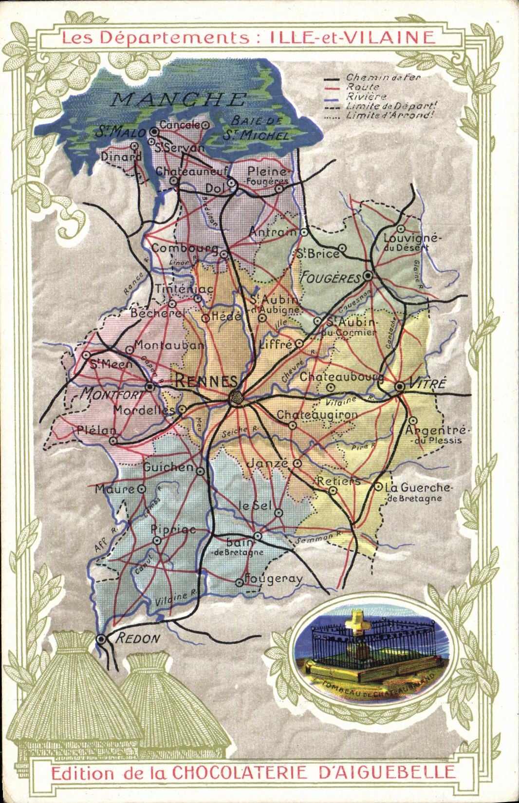 Département d'Ille-et-Vilaine — carte géographique et descriptive — Édition de la Chocolaterie d'Aiguebelle