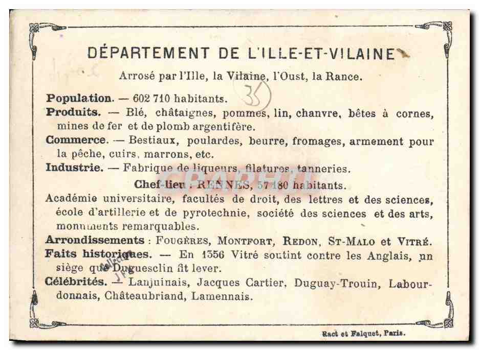 Chromo Ille et Villaine  — Rückseite
