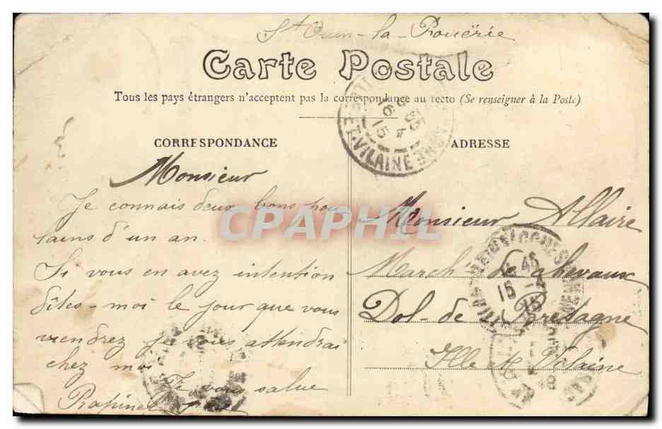 CPA Antrain L Hospice Hopital Vue Generale — Verso