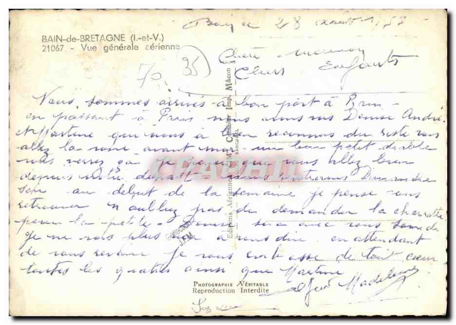 Bain-de-Bretagne (Il-et-V.) — Vue générale — série 21067 — éditeur Mâcon (Imp. Mâcon) — Reverso