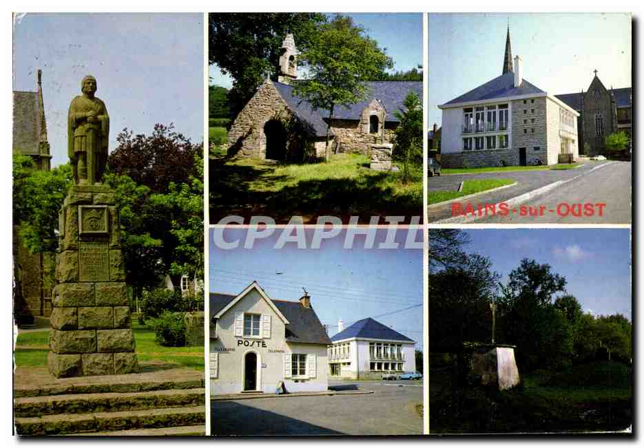 Bains-sur-Oust — Statues, chapelle Saint-Meen, mairie, poste — Éditions du Gabier