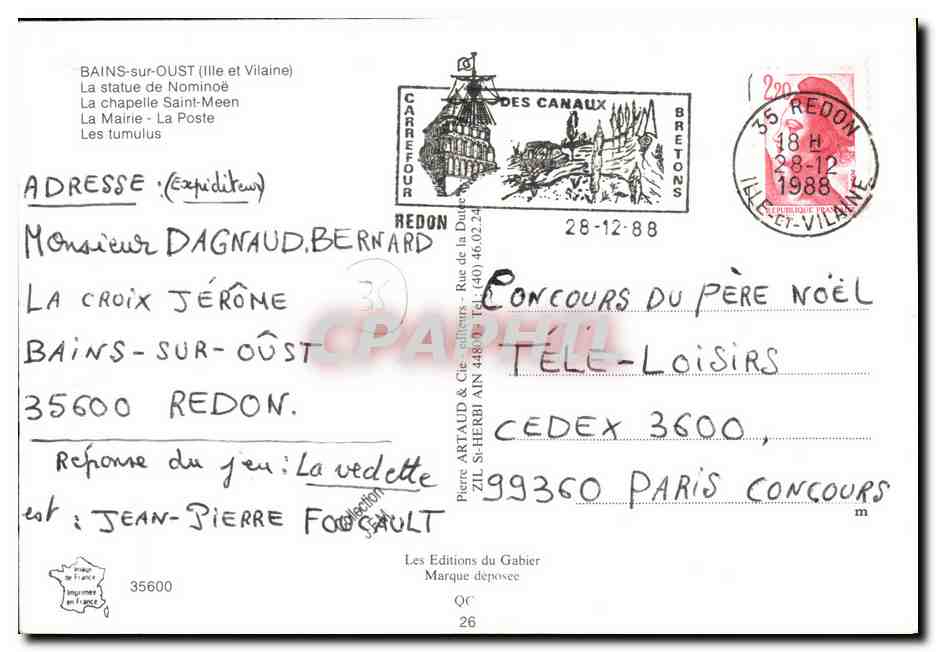 Bains-sur-Oust — Statues, chapelle Saint-Meen, mairie, poste — Éditions du Gabier — Reverso