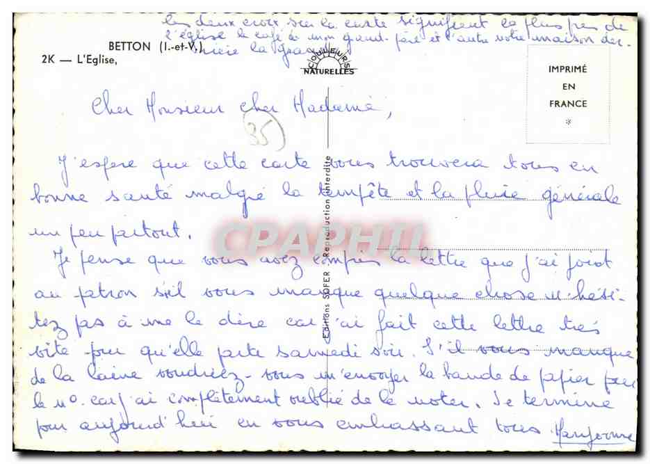 CPM Betton L Eglise — Verso