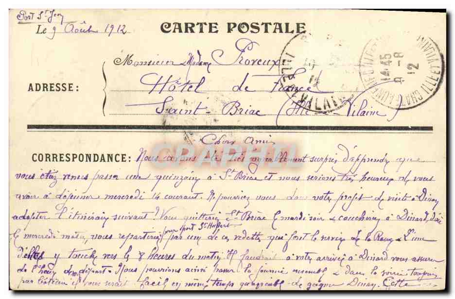 Bords de la Rance - Le Port St-Jean - Vue générale — éditeur non identifié, n° de série non visible — Verso