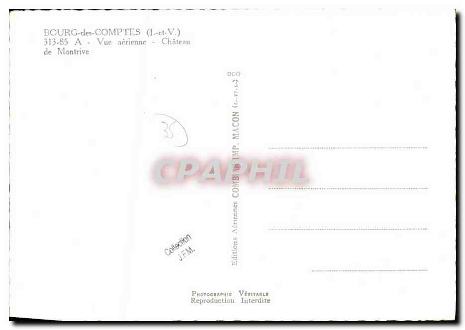 CPM Bourg des Comptes Vue aerienne Chateau de Montrive — Verso