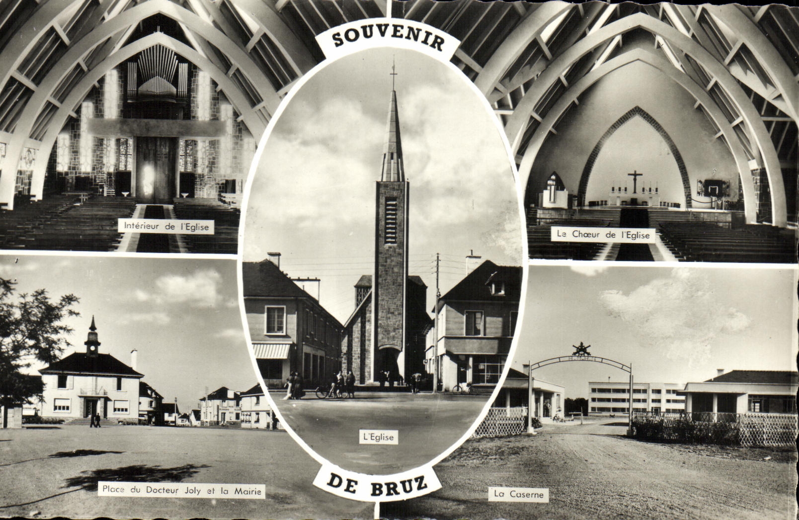 CPM Bruz L eglise Le choeur Place du docteur Joly et la mairie La caserne 