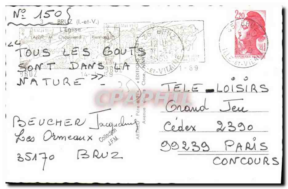 Église de Gaby — vue de l'édifice avec son clocher — éditeur Gaby, n° 150 — Verso
