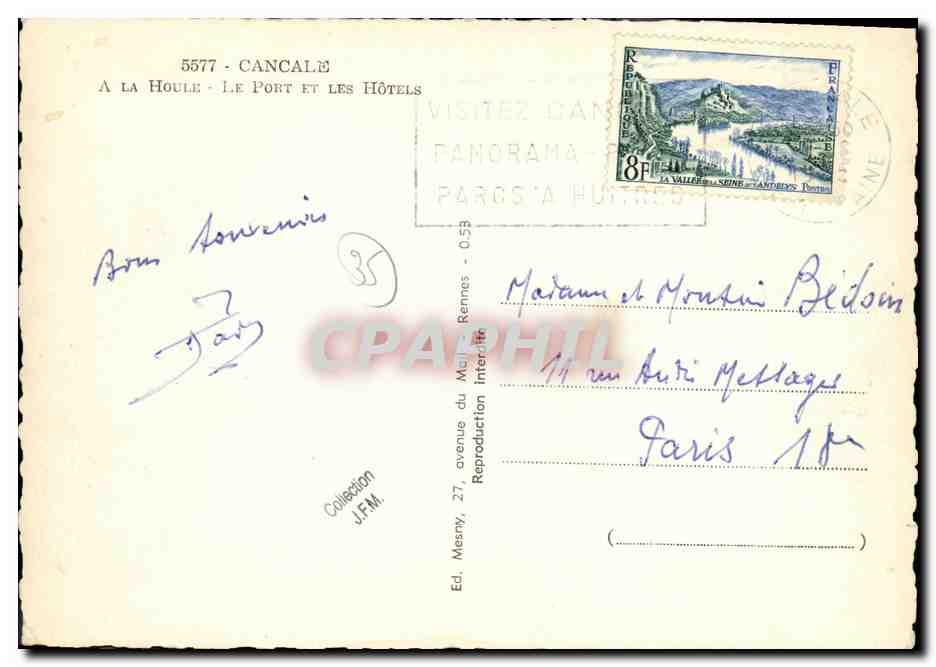 CPM Cancale La Houle Le Port Et Les Hotels Bateaux  — Rückseite