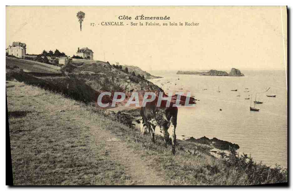 Côte d'Émeraude — Cancale, vue de la falaise avec le Rocher au loin — éditeur non visible