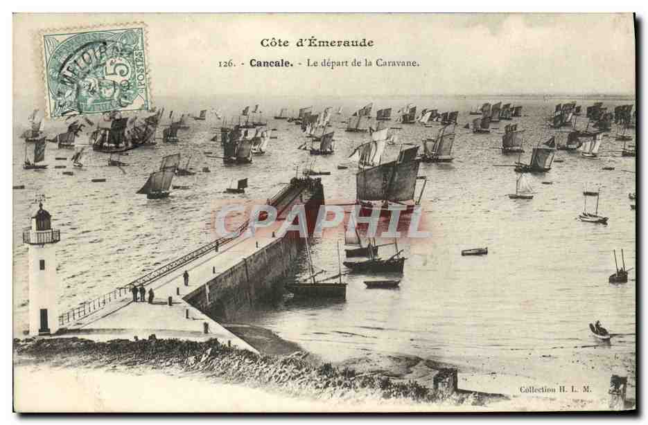 Côte d'Émeraude — Cancale. Le départ de la Caravane. — Éditeur non identifié, n° 126.