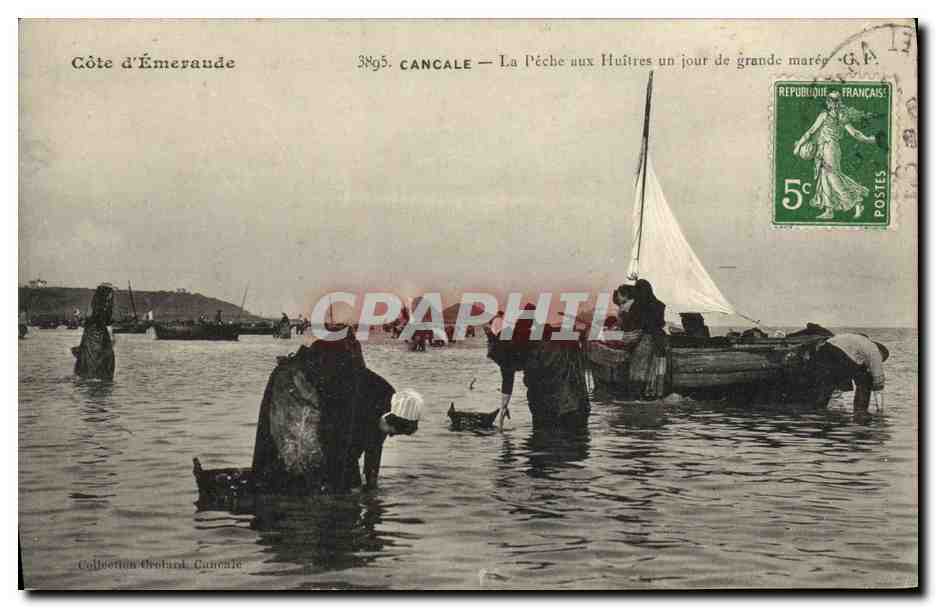 Cancalé — La Pêche aux Huîtres un jour de grande marée — Côte d'Émeraude, éditeur non visible, n° 3895