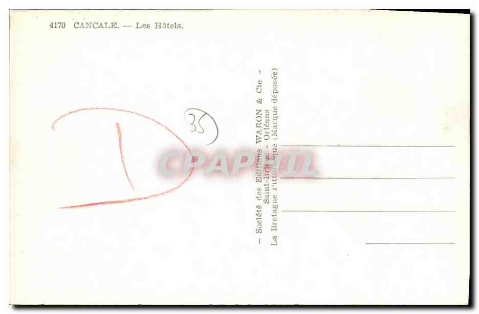 Cancale — Les Hôtels — Société des Éditions Waron & Cie — Verso