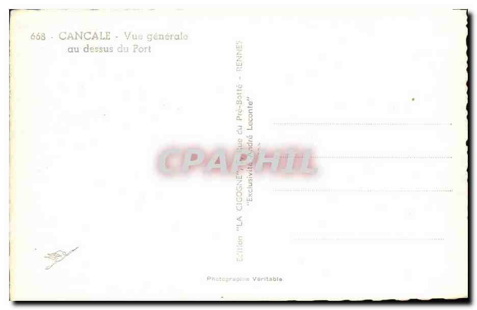 CPM Cancale Vue generale au dessus du Port  — Rückseite
