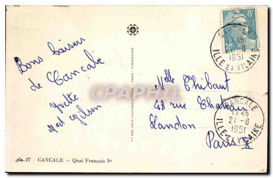 CPA Cancale Quai Francois l er  — Verso
