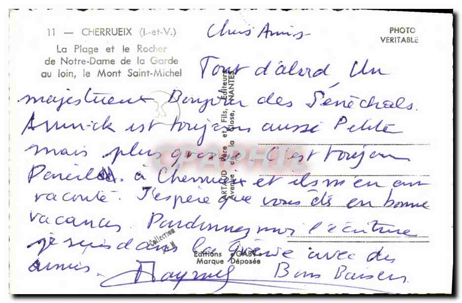 CPM Cherrueix La Plage Et Le Rocher De Notre Dame De La Garde — Rückseite