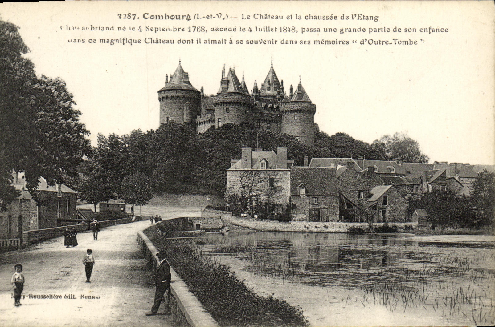 Combourg (Il.-et-V.) — Le Château et la chaussée de l'Etang — Mary-Reusselière édit. N°3287