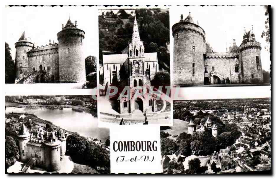 Combourg (Ille-et-Vilaine) — Panoramablick auf Schloss, Kirche und Dorf — Verlag A. Acon