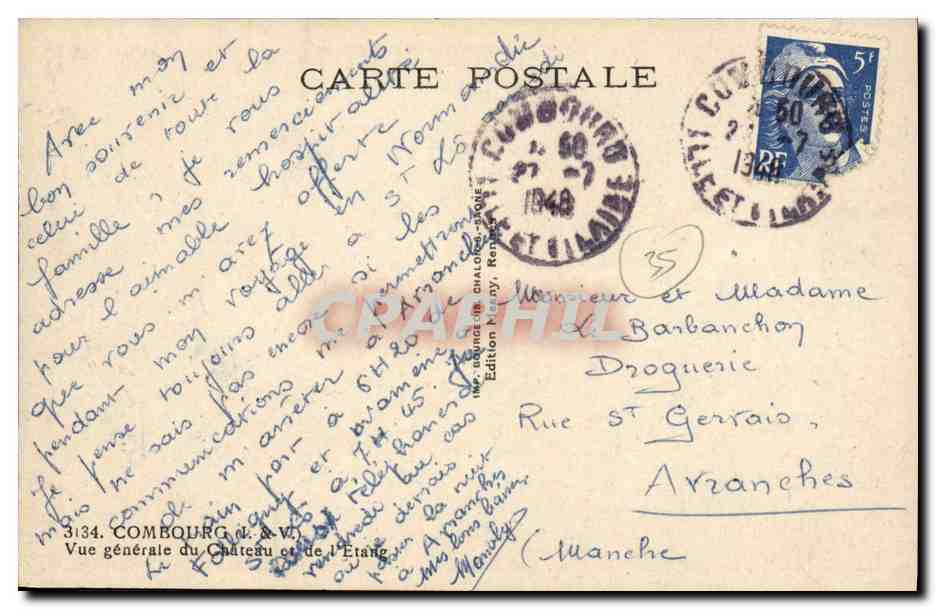 CPA Combourg Vue generale du chateau et de l etang  — Rückseite