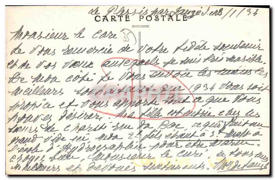 CPA Chateau du Plessis Vue du Jardin Francais La Couyere — Verso