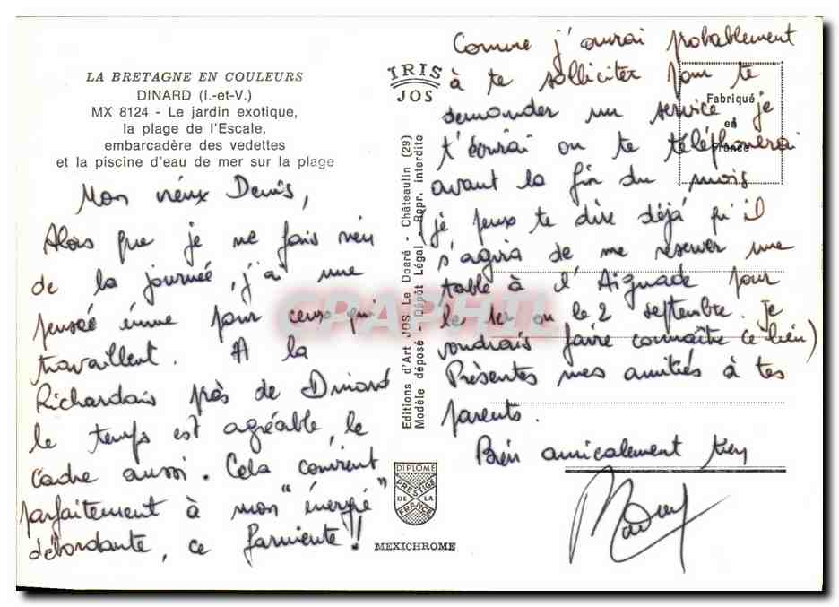 Dinard — vue panoramique et plage — Éditions Iris Jos — Achterkant