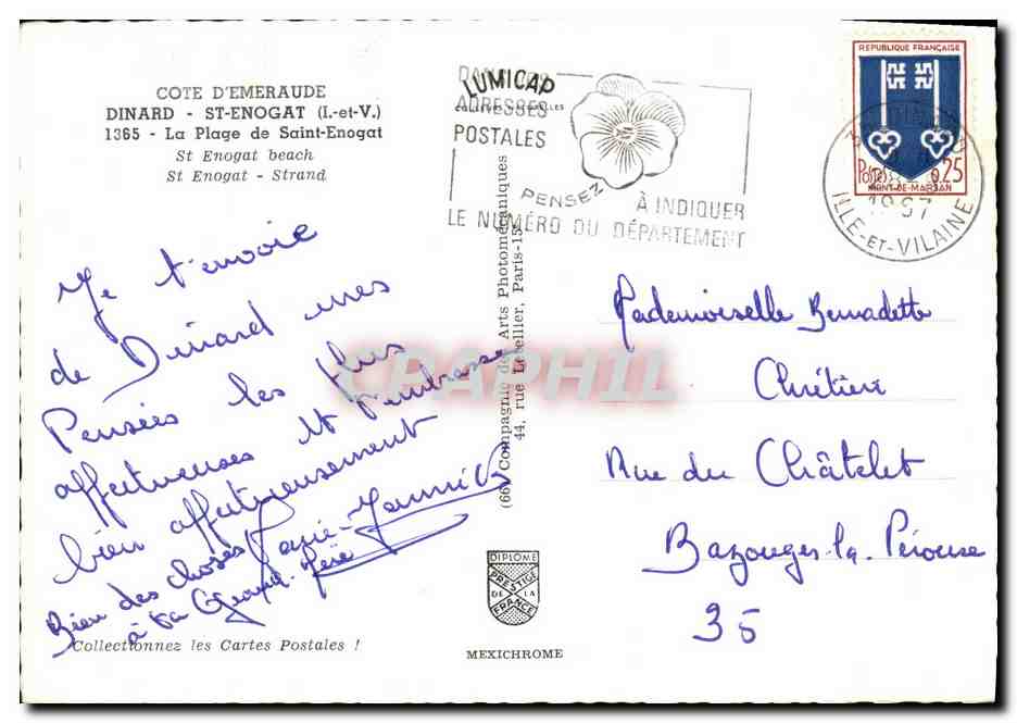 Plage de Saint-Enogat — Dinard, Ille-et-Vilaine — éditeur IRIS — Achterkant