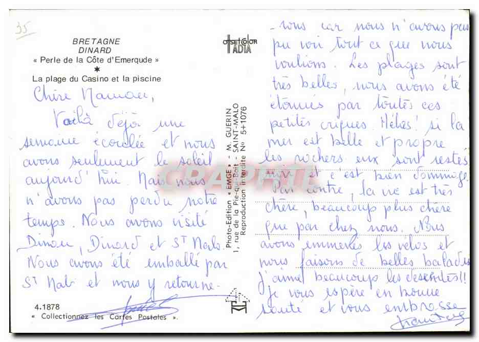 Dinard — La plage du Casino et la piscine — Emgé — Verso